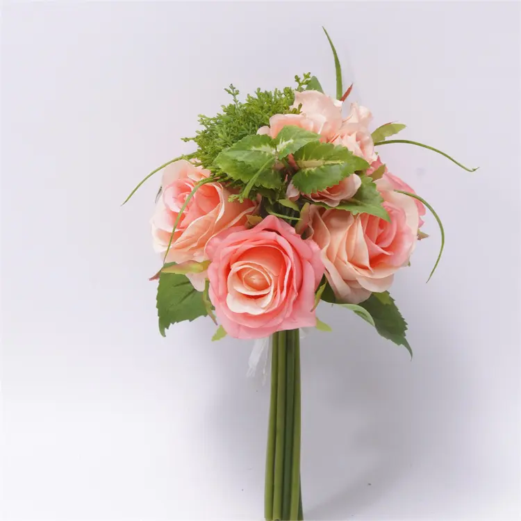 Ramo de flores artificiales para boda, ramo de rosas