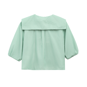 4 Colorway Front Lace up Peter Pan Collar Solid Color Casual Fashion <strong>Tops</strong> Blouse for Women