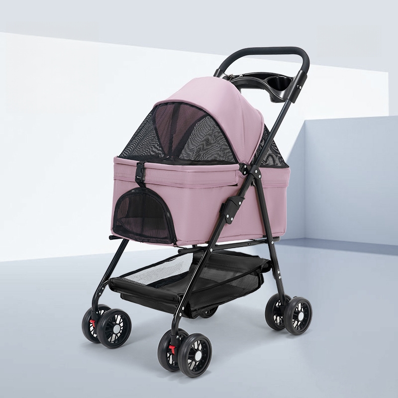 สีชมพู (พับสองมือ + carrycot ถอดออกไม่ได้)