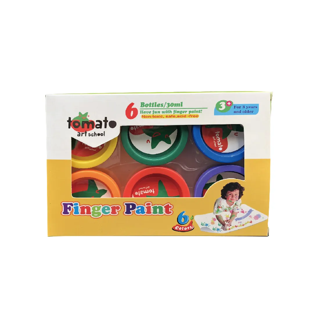 Fácil lavado 6 colores pinturas de dedos lavable seguro 30ML jardín de infantes graffiti pintura color
