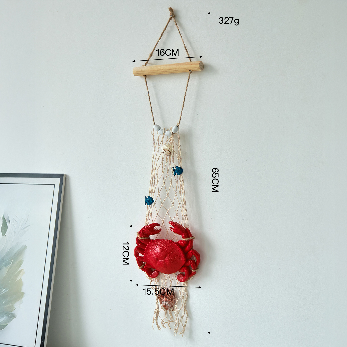 Large resin crab with net