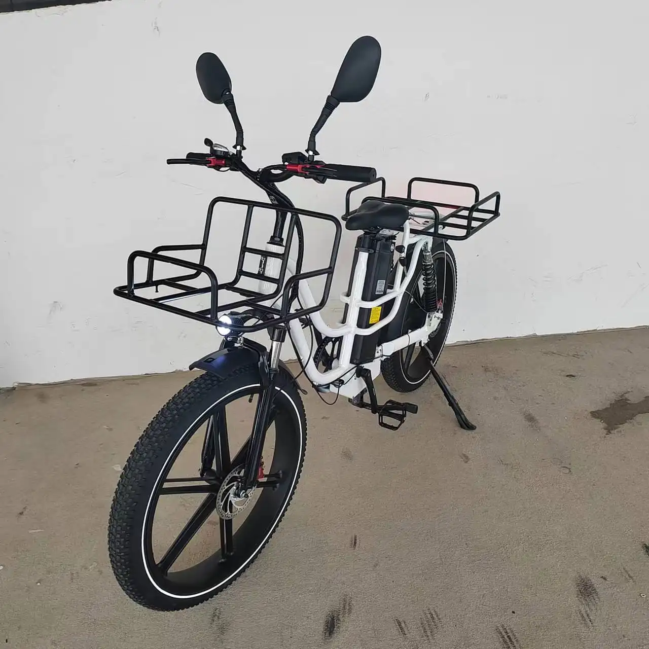 26 "Dikke Band 750W/1000W 48V 32ah Aluminium Frame Full-Suspensie 7 Snelheden Elektrische Bakfiets Elektrische Food Levering Fiets