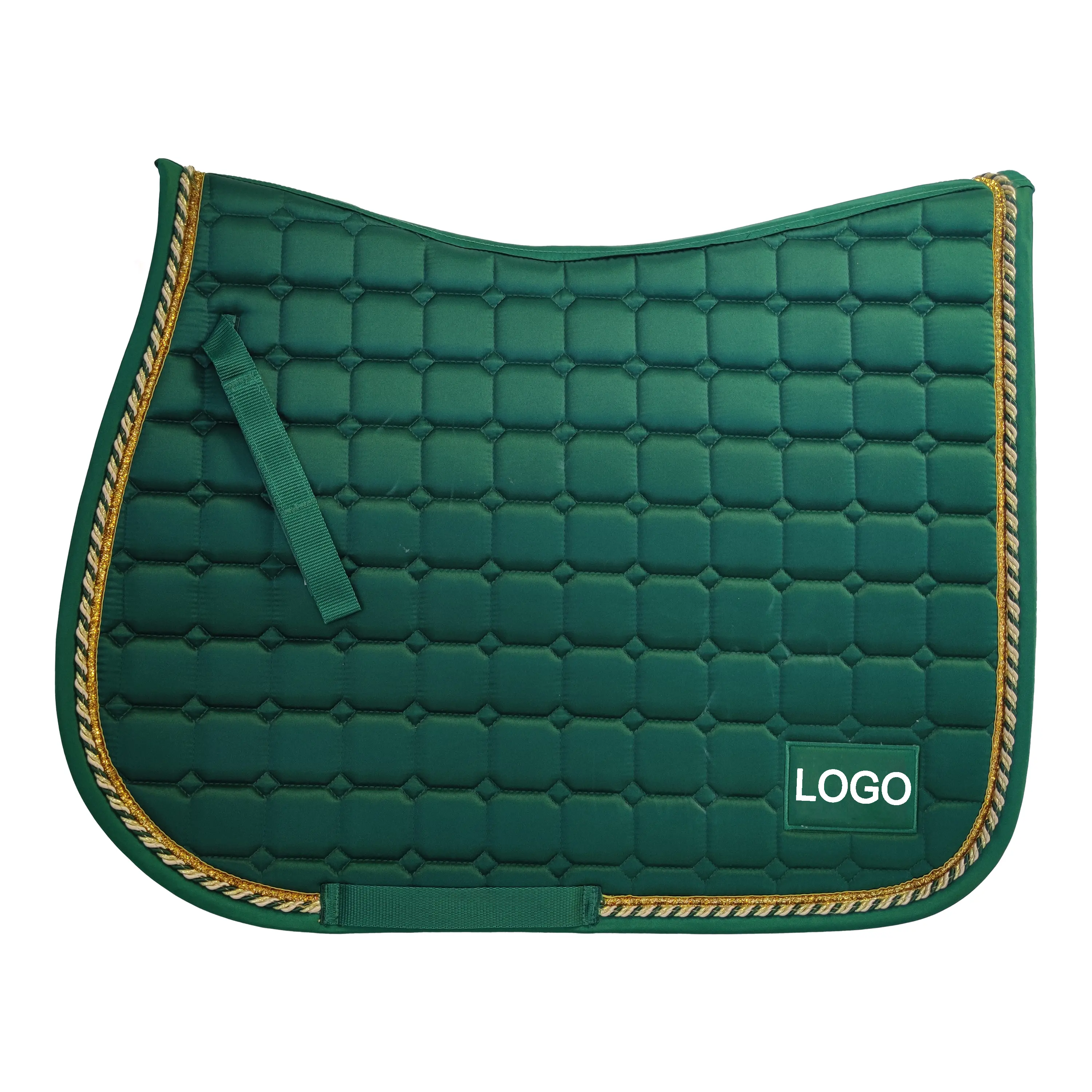 Produttore professionale prodotti equestri cavallo sella coperta per personalizzare Logfo raso tessuto salto sella imbottiture