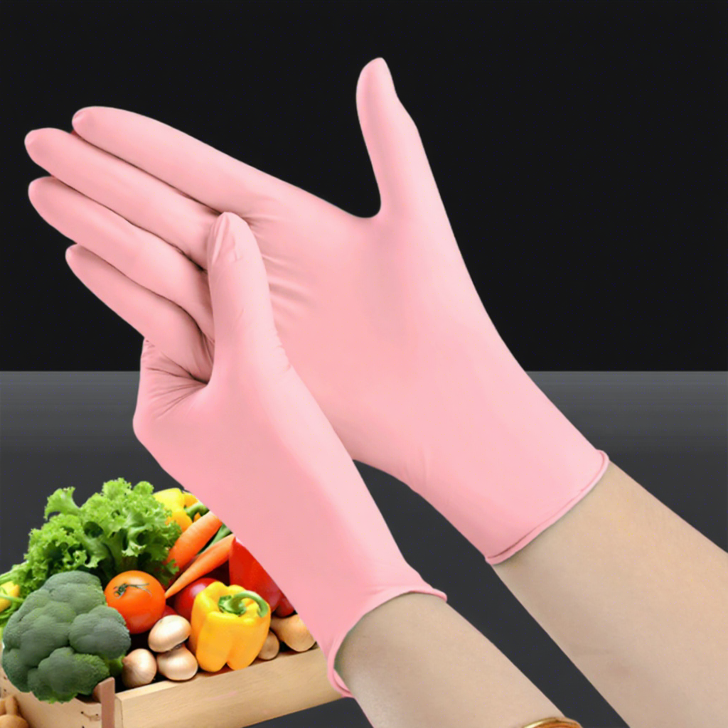 Gants jetables en nitrile pur rose-taille xs