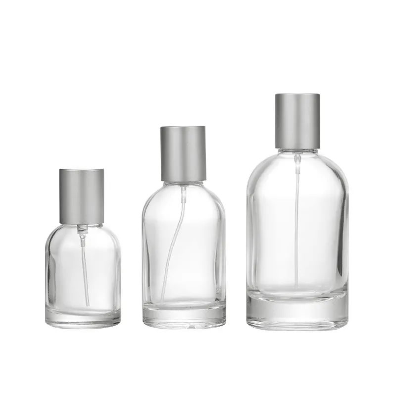 MUB-botella de espray de Perfume de cristal para el cuello, botellas de Perfume vacías de forma redonda, 30ml, 50ml, 100ml, con bombas, venta al por mayor