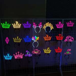 パーティーの装飾のためのドロップシッピングアクリルレター<span class=keywords><strong>LED</strong></span>ライトカスタムネオンサインヘッドバンド