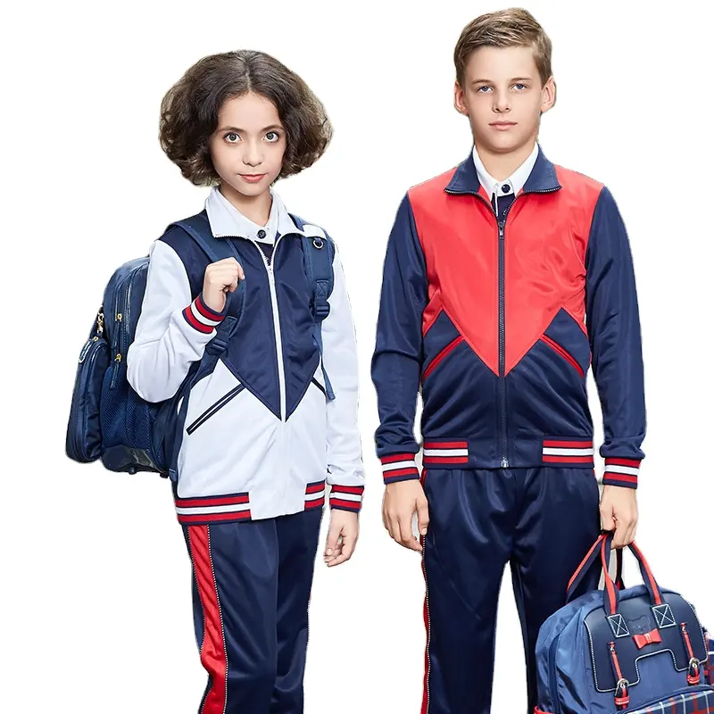 OEM/ODM Design personalizzato primavera autunno scuola uniforme sportiva Set di abbigliamento per i bambini