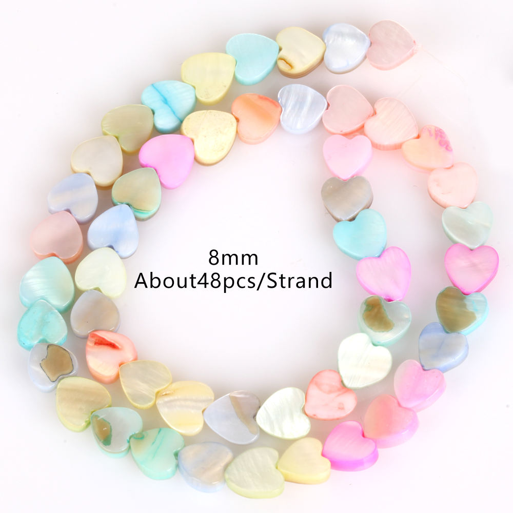 8mm corazón cuentas de concha