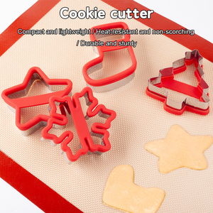 Giáng sinh Cookie cắt đặt Silicone + thép không gỉ kim loại Halloween Cookie cắt hình dạng-Bông Tuyết Sao cây vớ - Product Image 4