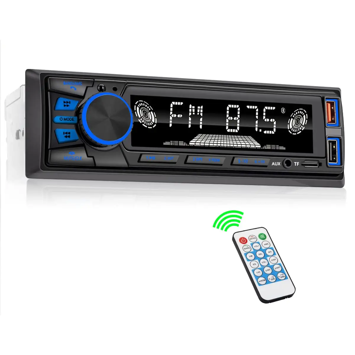 Car Radio Bluetooth Single DIN Car Stereo Audio, MP3 Player Car Stereo 1 DIN with Bluetooth Handsfree/ FM/ Dual USB/ TF/ AUX/ EQ