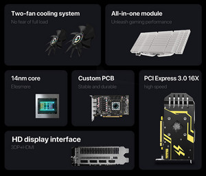 RX580 GPU AMD Radeon 2048SP 8GB GDDR5 PC การ์ดแสดงผล RX580 6Pin HD 256-bit พัดลมคู่การ์ดเกมกราฟิก - Product Image 4