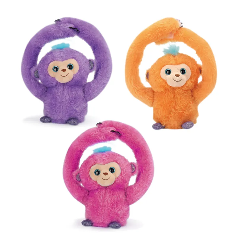 Animales de peluche B/O para niños, juguetes con brazos largos, grabación repetida, mono de peluche de mano con música