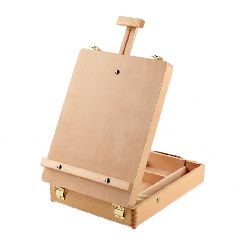 Nuovo arrivo scatola da cavalletto in legno da tavolo dipinti portatili regolabili custodia da cavalletto per schizzi con spazio di archiviazione