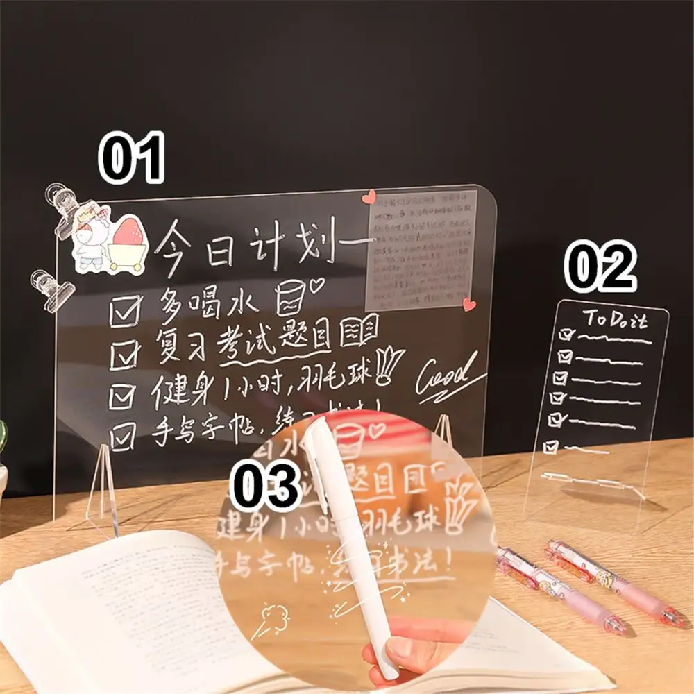 Desktop Transparent Acryl Note Board Student Message Board Kreatives Memo Tragbare Mini-Schreibtafel Clear Whiteboard