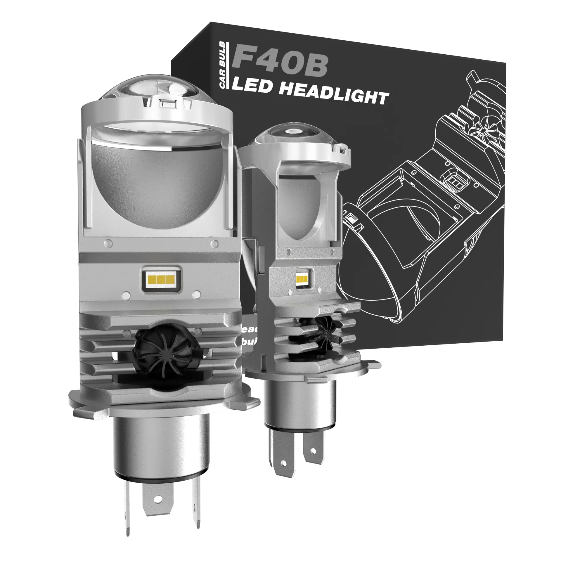 Thiết kế tiên tiến không dây a10k ống kính kép H4 Led Đèn Pha AC & DC 9-80V 40 Wát 4000lm chip cho xe xe máy xe tải với Fan