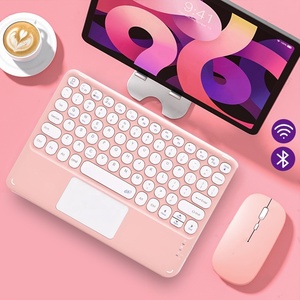 Round Color <strong>Keyboard</strong> With <strong>TouchPad</strong> <strong>Mini</strong> Portable Universal Rechargeable for Tablet Android IOS Wireless Round <strong>Keyboard</strong> and Mouse - Product Image 1