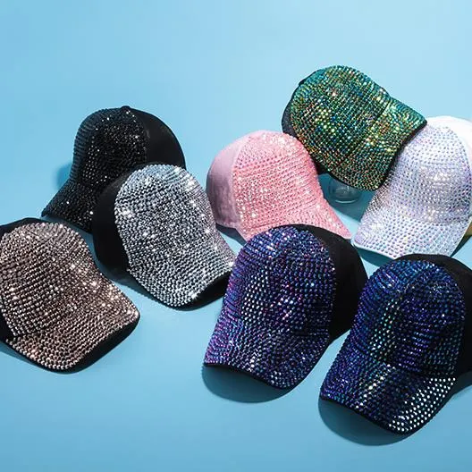 Ashion-sombrero con diamantes de imitación para mujer, sombrero con diamantes de imitación