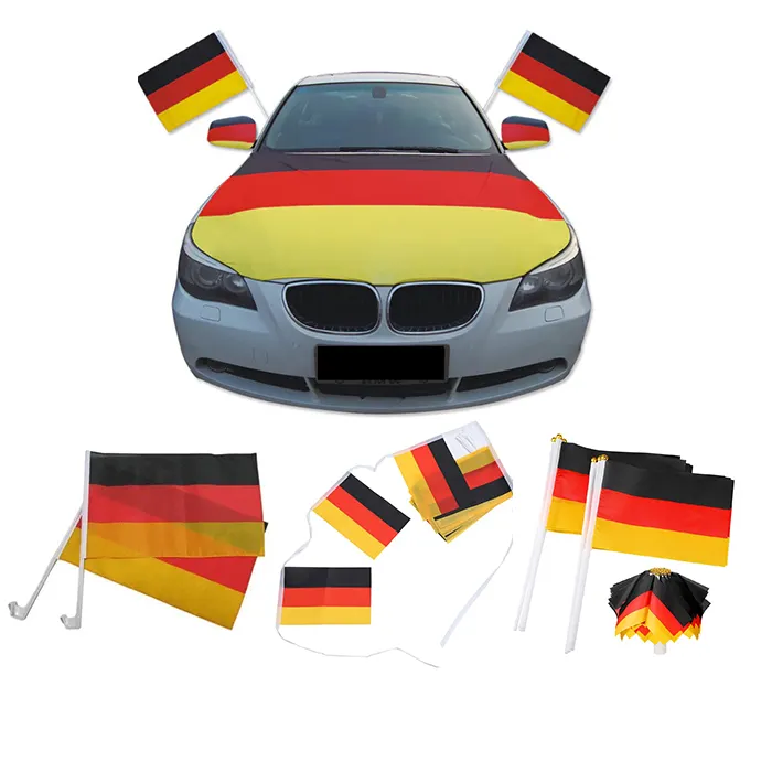 High Quality 100%Polyester Car Bonnet Banner German Flags on Stick Plastic Car Flags Germany Car Hood Cover with Mirror Covers