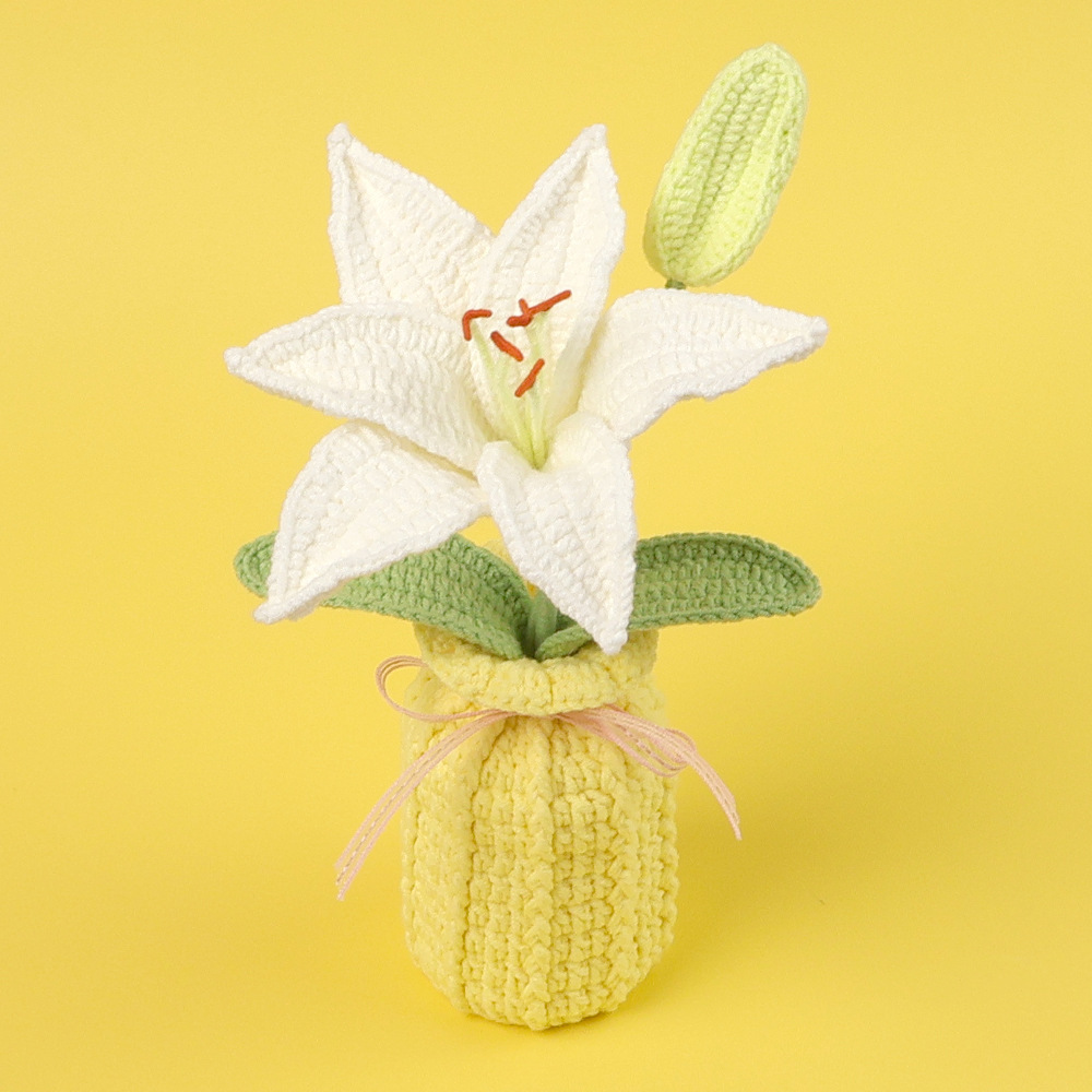 snowfei white lily - large yellow vase