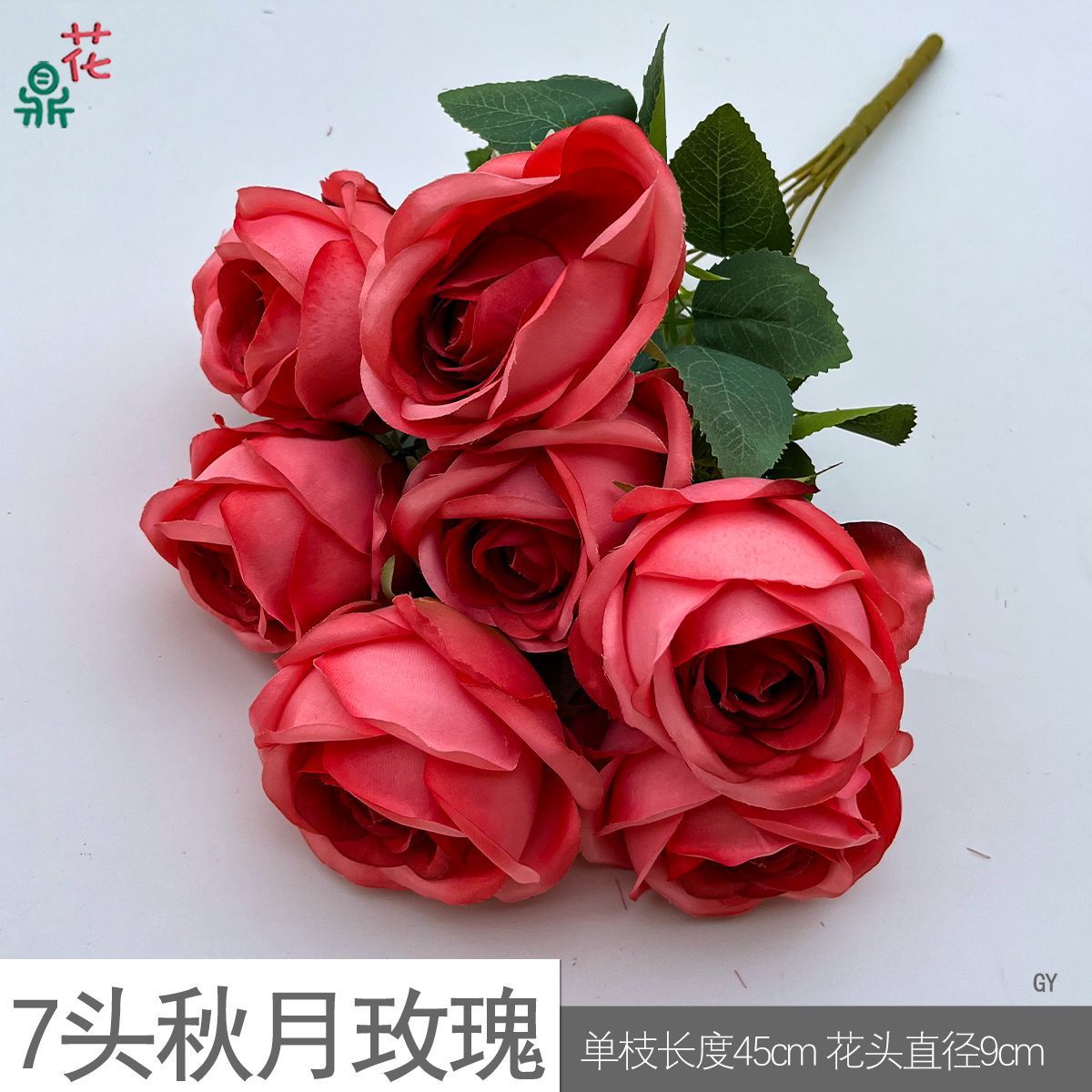กุหลาบออทั่มมูน 7 หัว สีแดงกุหลาบ GY