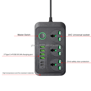 כבל הסיטונאי במפעל 3 שקע עם מטען c usb ו usb USB, מטען אוניברסלי קיר רצועת כוח אוניברסלי multiport 6 יציאת usb