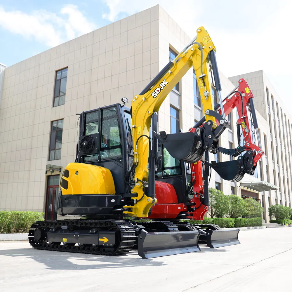 Excavadora de China, máquina excavadora sobre orugas con orugas de goma para Mini excavadora para jardín o granja, Mini excavadora de 3,5 toneladas