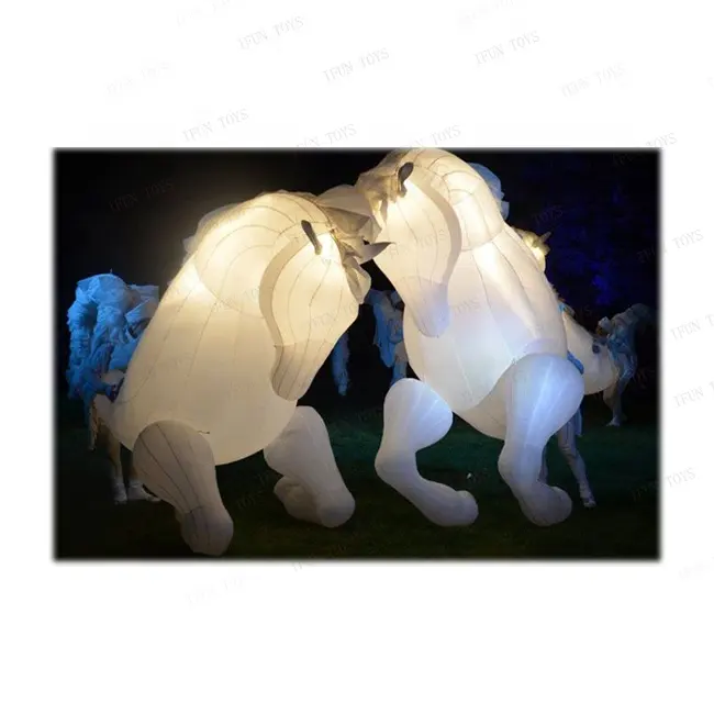 Disfraz de unicornio para eventos iluminados, globo inflable, iluminación blanca para caminar, caballo y bailar