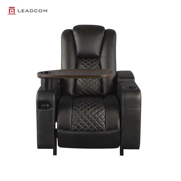 Leadcom LS-816ゼロウォールハイエンドパワーシネマチェアビッグVIPソファシートブラックレザーの映画室の座席