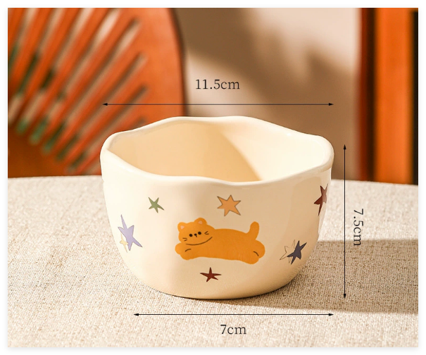 Tazón blanco Star Kitten de 4.5 pulgadas