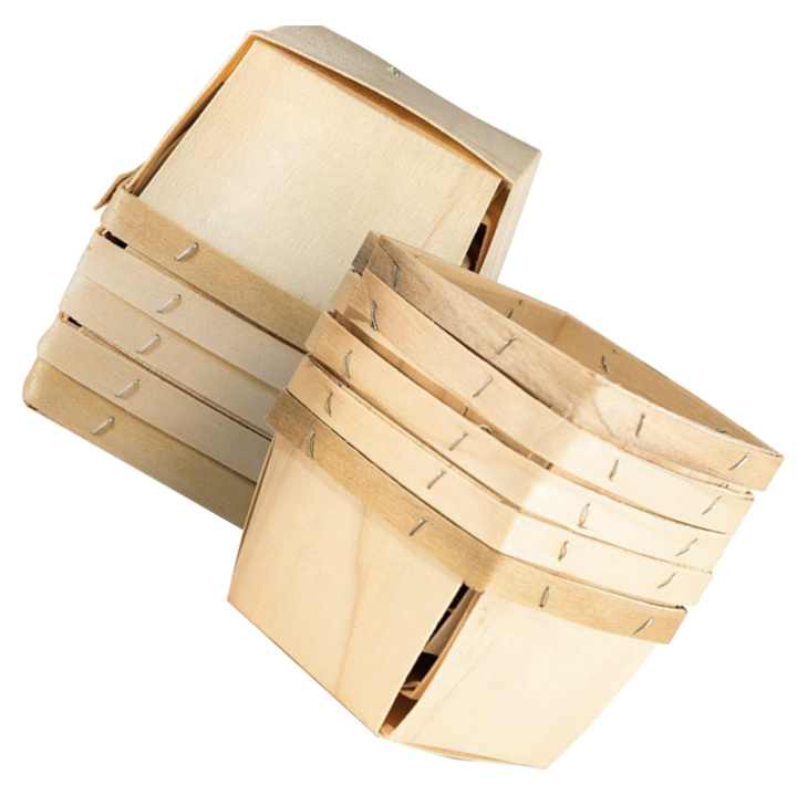 Cesti da una pinta di bacche in legno (confezione da 10); Per la raccolta di frutta o arte, artigianato e arredamento; Scatole di legno ventilate quadrate