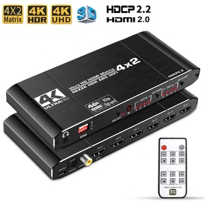 4K HDMI矩阵开关4x2 HDMI矩阵开关4进2出切换器分路器盒，带EDID提取器和红外遥控器 - Product Image 2