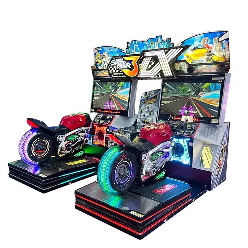 Nuevo caliente interior 2 bicicleta tándem Arcade que funciona con monedas niños máquina de juego para adultos Simulador de motocicleta máquina de carreras