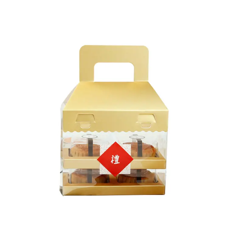 Oro 4-6 fori scatola di imballaggio in plastica trasparente in PVC scatola di finestra scatola di imballaggio in plastica per imballaggio da forno con portatile