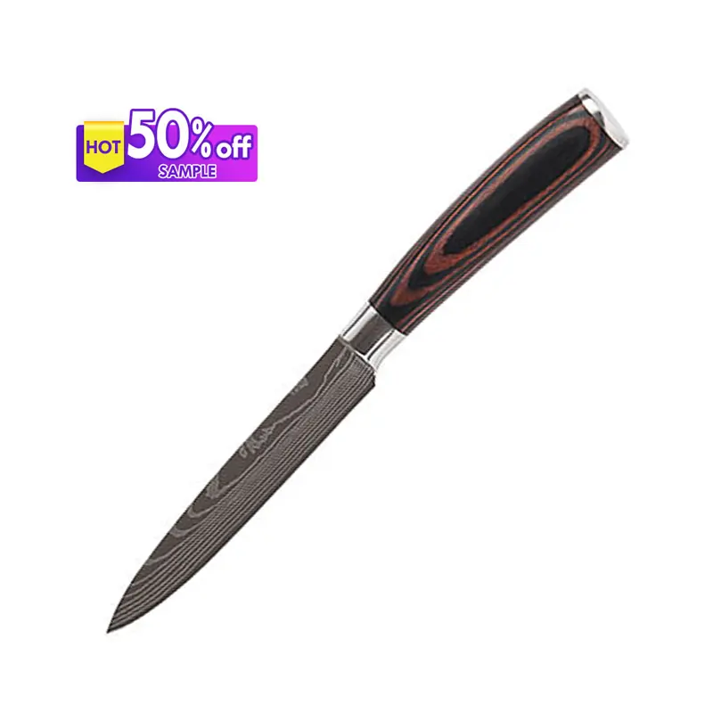 Professional 5 inch Japanese Kitchen knives Damascus Steel Laser Pattern Knife with Pakka Wood Handle