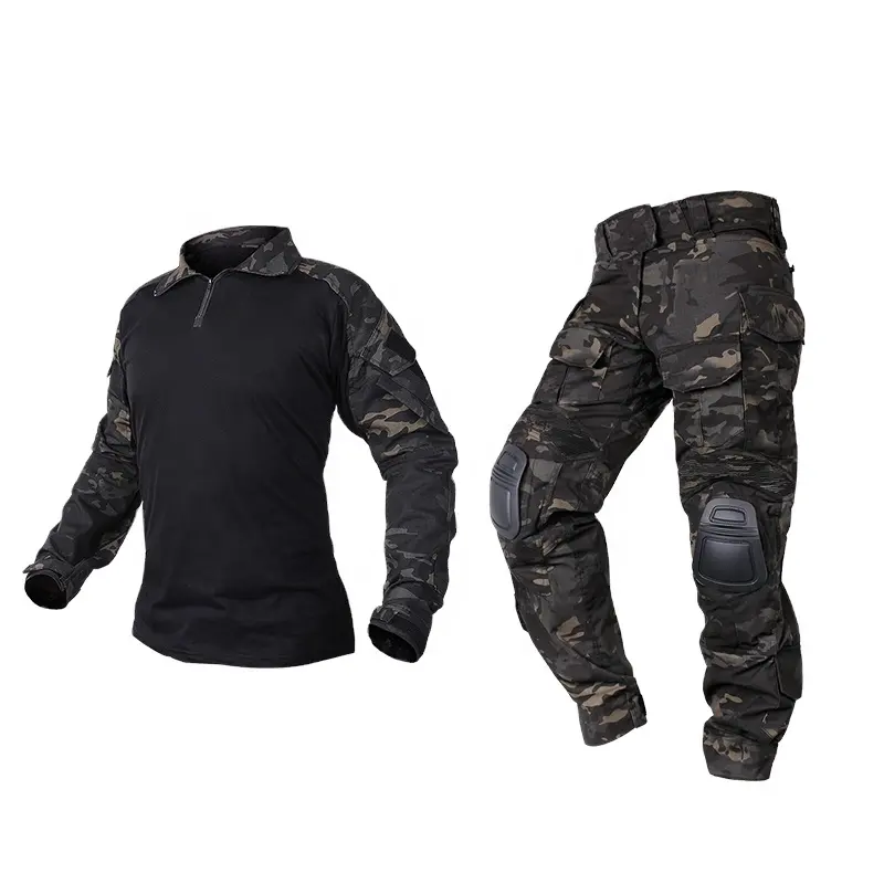 Idogear Mannen Gecamoufleerde Uniformen Camo Kleding Tactische Bdu G3 Gevechtsuniformen Met Kniebeschermers Elleboogbeschermers