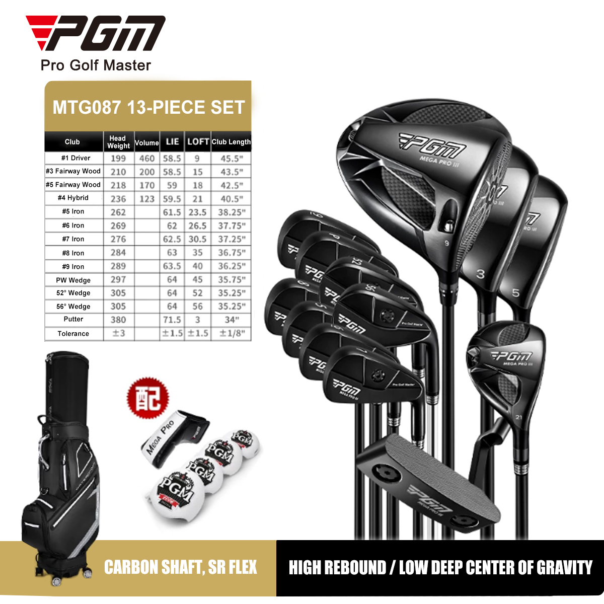 Graphite de qualité SR 13 clubs 9° conducteur