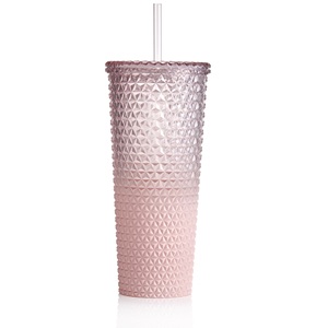 主力22液量オンスオンブルピンク再利用可能なプラスチックテクスチャータンブラー、二重壁スタッズタンブラー