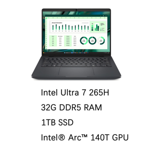 Dell Pro MAX 14 Intel ultra 7 265H 32G RAM 1T Gen4 SSD 14 "FHD + Win11 Arc 140T GPU แล็ปท็อปเวิร์กสเตชันมือถือ - Product Image 1
