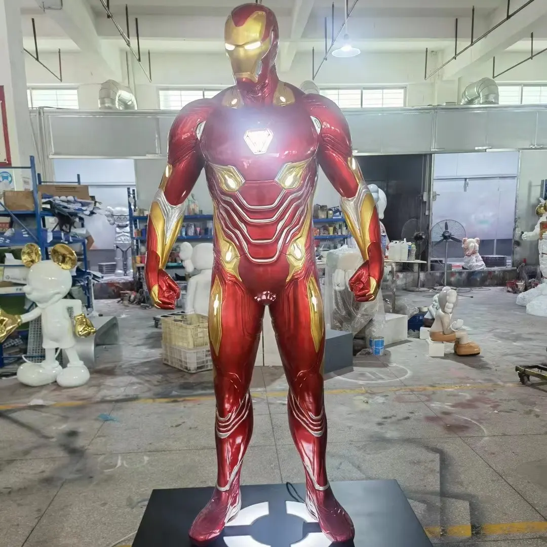 Hot Sale Life Size MK50 Homem De Ferro Filme Action Figure Life Size Fiberglass Iron Man Estátua Escultura