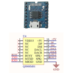 Modulo di riproduzione vocale di riconoscimento del suono attivato seriale 3.3V UART con Micro USB scaricare il tipo di Input DC - Product Image 4
