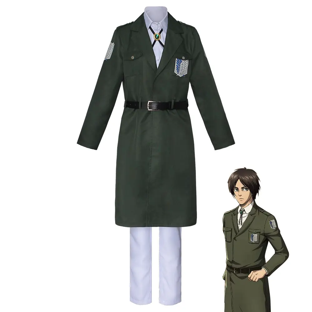 2023 Titan Cosplay kostüm Shingek hiçbir Kyojin izcilik Soldier asker ceket siper ceket üniforma erkekler cadılar bayramı kıyafet