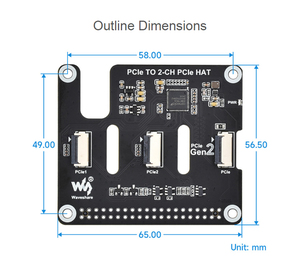 Cappello da 2 pollici per lampone Pi 5, espande i connettori PCIe FFC a 2 canali supporta l'impilamento di più cappelli PCIe - Product Image 4