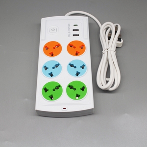 Tira de alimentación multifunción colorida de 6 orificios Enchufe múltiple Enchufe de extensión de cable USB tipo C - Product Image 1