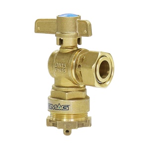 DN15 * 3/4*25 PN16 anti-hırsızlık NPT BSP kadın erkek açı tipi kilitleme vana su sayacı bakır pirinç kilitlenebilir küresel vana ile anahtar - Product Image 1