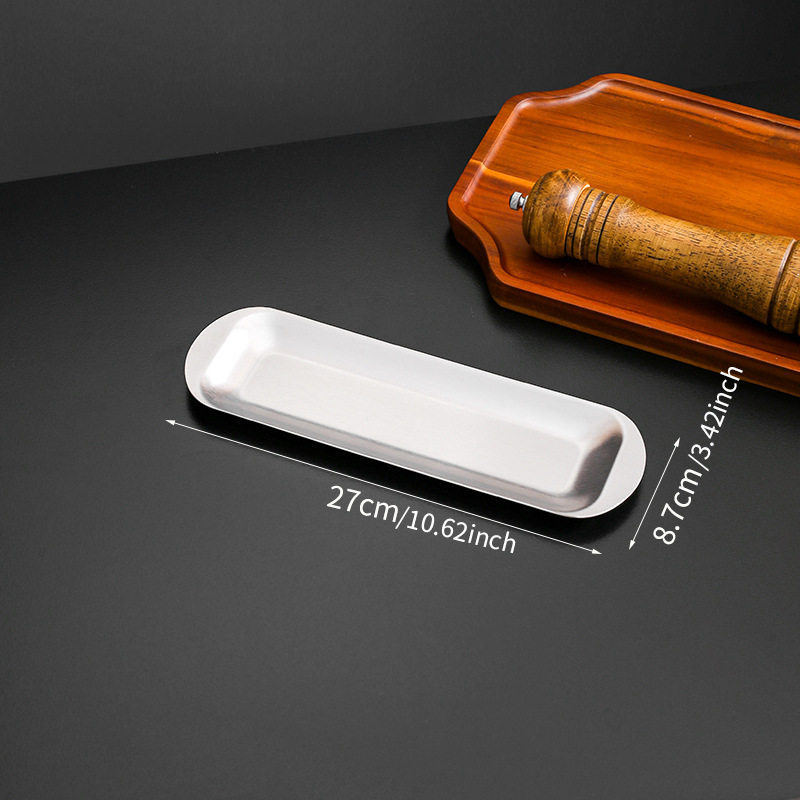 Silver stainless steel small long tray