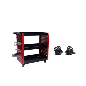 AOCHEN Automotive 3-Tier <strong>Tool</strong> Cart With Full Pegboard Side Hooks Automotive Hanging Trolley - Product Image 3