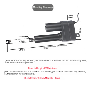Actuador lineal de alta velocidad de carrera larga con función manual 12V/24V DC Motor 8000N SLA08 - Product Image 5