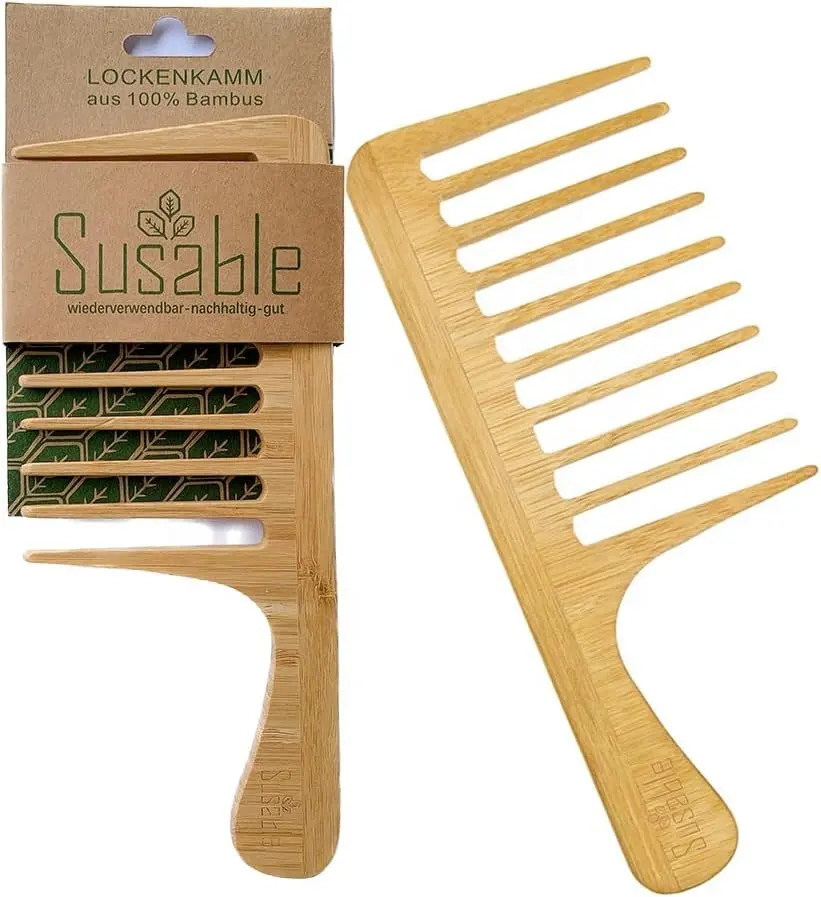 2024 Hot Selling Product Grande Wwooden Comb Brush Hair Detangler pente de bambu com logotipo personalizado