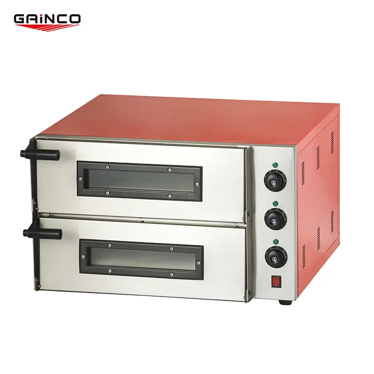 Horno de pizza de 2.4kw con 2 puertas, horno de pizza digital, encimera de horno de pizza