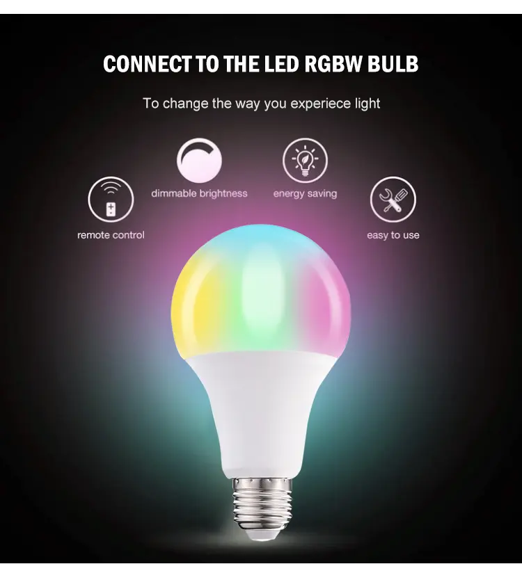 E27 B22 3W 5W 7W 9W RGB Multicolor Lamp Light 16 million Color Changing Remote Control LED BulbPopular